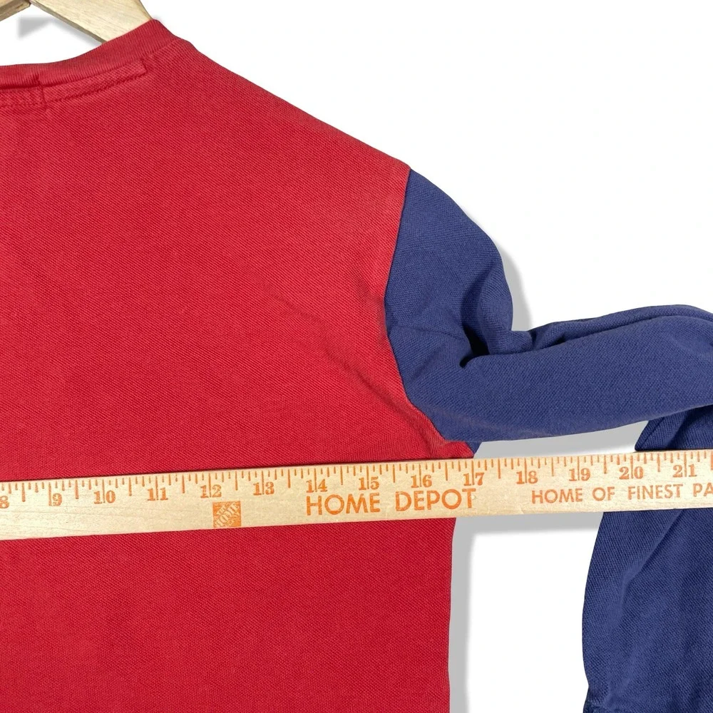 Polo Ralph Lauren Henley Shirt Kids M Red Blue Preppy Big Pony Long Sleeve‎